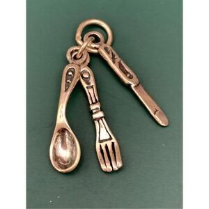 Fork Knife Spoon Silverware Sterling Silver Jewelry Charm